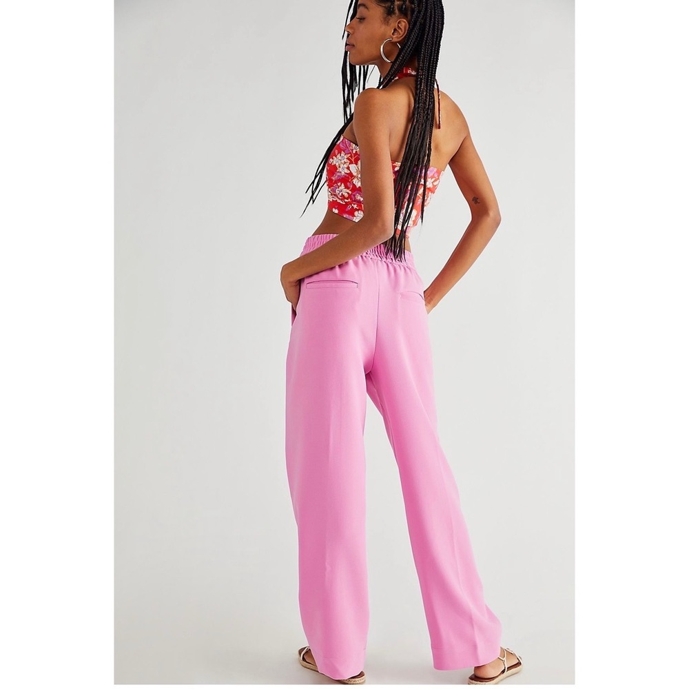 Free People Pink Wide-Leg Track Pants